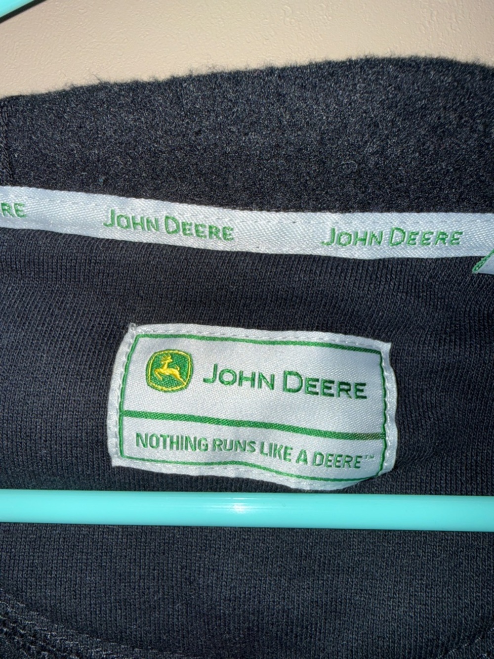 John Deere Black Zip-Up Hooded Sweatshirt with Green Logo - Picture 2 of 10